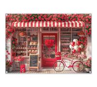 Luminora Fabric 7x5ft Valentine's Day Cake Shop Photography Backdrop Red Dessert Flowers Love Heart Balloons Background Wedding Bridal Party Decoration Photo Banner Booth