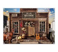 Luminora Fabric 7x5ft Western Cowboy Photography Backdrop Rustic Country Bar Wooden House Wild West Background Kids Adults Party Decorations Photo Banner Booth