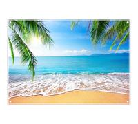 Luminora Fabric 8x6ft Summer Beach Photography Backgrop Hawaiian Tropical Ocean Palm Leaves Sea Luau Background Birthday Party Decorations Photo Booth Banner