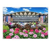 Luminora Polyester Fabric 7x5ft Horse Racing Event Backdrop Grand National Racers Background Floral Wall Tapestry Kids Adults Party Banner Decorations Photo Booth Props