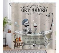 Luminora Skeleton Get Naked Bathing Halloween Shower Curtain for Bathroom Bathtub Skull Cat Wine Colorful Bubbles Decor Sets with 12 Hooks Waterproof Polyester 72" x 72"