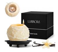 Luminora Spiral Candle with Hollow Round Design, Sculptural Wax Decor Gift, Unique Wick Flame Path, Modern Accent Piece for Shelf, Table, Mantel, and Entryway Display Set (Yellow, Vanilla Scented)