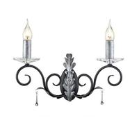 Luminosa Lighting Elstead Amarilli 2 Light Indoor Candle Wall Light Black Floral Leaves Design , E14