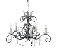 Luminosa Lighting Elstead Amarilli 5 Light Chandelier Black, Silver Floral Leaves Design , E14