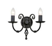 Luminosa Lighting Elstead Artisan 2 Light Indoor Candle Wall Light Black, E14