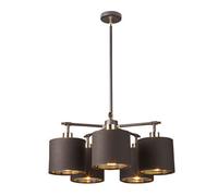 Balance 5 Light Multi Arm Ceiling Pendant Light Brown, Polished Brass, E27 - Brown