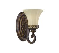 Drawing Room 1 Light Wall Light Walnut Glass Shade E27 Netlighting Brown One Size