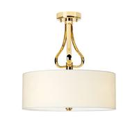 Luminosa Lighting Elstead Falmouth 3 Light Semi Flush Bathroom Ceiling Light Gold Ip44, G9