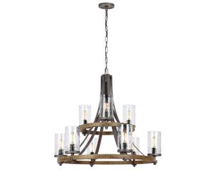 Luminosa Lighting Elstead Feiss Angelo 9 Light Chandelier Weathered Oak