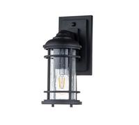 Feiss Lighthouse Small Outdoor Wall Light - Textured Black with Clear Seeded Glass