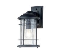 Feiss Lighthouse Single Light Medium Outdoor Wall Light in Textured Black with Clear Seeded Glass