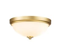 Feiss Malibu 2 Light Bathroom Flush Ceiling Fitting in Brushed Brass Finish With Opal Glass