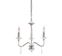 Finsbury Park Chandelier 3 Light Polished Nickel Finish E14 Netlighting Grey One Size
