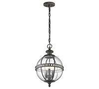 Luminosa Lighting Elstead Halleron 3 Light Outdoor Globe Ceiling Pendant Light Grey Ip44, E14