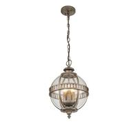 Luminosa Lighting Elstead Halleron Chain Lantern Outdoor Pendant Ceiling Light Burnished Bronze Ip44
