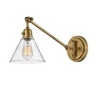 Luminosa Lighting Elstead Hinkley Arti Dome Wall Lamp Contemporary Heritage Brass, Clear Glass Shade 1X E27