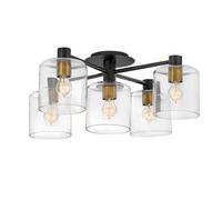 Luminosa Lighting Elstead Hinkley Axel Multi Arm Semi Flush Ceiling Lamp Black With Heritage Brass