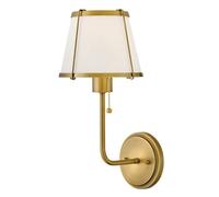 Luminosa Lighting Elstead Hinkley Clarke Wall Lamp With Shade Contemporary Darkened Brass, Ivory Linen Shade 1X E27
