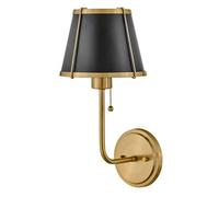 Luminosa Lighting Elstead Hinkley Clarke Wall Lamp With Shade Contemporary Warm Brass, Black Metal Shade 1X E27