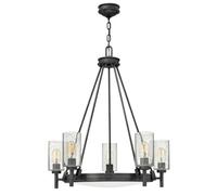 HINKLEY Chandelier Collier, 5-bulb, black, steel, glass, E27