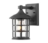 Hinkley Freeport Single Light Small Outdoor Wall Lantern in Textured Black with Clear Seeded Glass