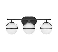 Hinkley Hollis 3 Light Black Opal Glass Wall Light, Black