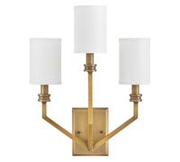 Luminosa Lighting Elstead Hinkley Moore Candle Wall Lamp Traditional Heritage Brass, Ivory Linen Shade 3X E14