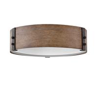 Luminosa Lighting Elstead Hinkley Sawyer Cylindrical Ceiling Light Traditional Sequoia Wood Effect, Rust Iron Accents Ip44 3X E14