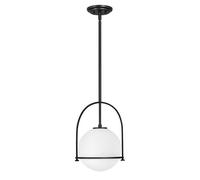 Quintiesse Somerset Ceiling Pendant Light - Black with Opal Glass