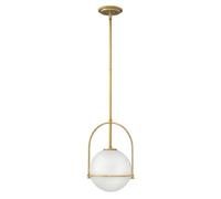 Quintiesse Somerset Single Light Ceiling Pendant In Heritage Brass Finish with Opal Glass
