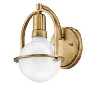 Quintiesse Somerset Single Light Wall Fitting In Heritage Brass Finish with Opal Bulb