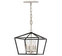 Luminosa Lighting Elstead Hinkley Stinson Lanterns Pendant Ceiling Light Black With Polished Nickel