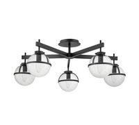Luminosa Lighting Luminosa Hollis 5 Light Multi Arm Semi Flush Ceiling Lamp, Black Ip44