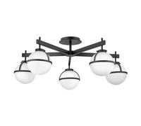 Luminosa Lighting Luminosa Hollis 5 Light Multi Arm Semi Flush Ceiling Lamp, Black Ip44