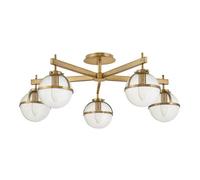 Luminosa Lighting Elstead Hollis 5 Light Multi Arm Semi Flush Ceiling Lamp, Heritage Brass Ip44
