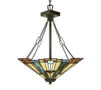 Inglenook 3 Light Ceiling Pendant Bronze, Tiffany, E27 - Bronze / 44.5cm