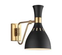 Luminosa Lighting Elstead Joan 1 Light Dome Wall Light, Midnight Black, Burnished Brass, E27