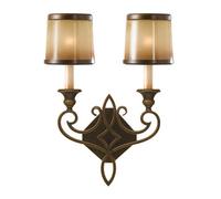 Justine 2 Light Indoor Candle Wall Light Bronze with Oak Glass Shades E14 Netlighting Bronze One Size