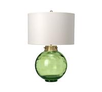 Elstead Lighting Elstead Kara Single Light Glass Table Lamp in Green Finish Complete with White Faux Silk Shade