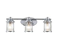 Quintiesse Ashland Bay 3 Arm Bathroom Wall Light - Polished Chrome with Clear Seeded Glass