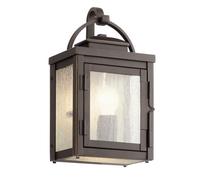 Kichler Carlson 1 Light Outdoor Wall Light - Rubbed Bronze with Seeded Glass
