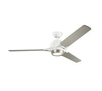 Luminosa Lighting Elstead Kichler Zeus 3 Blade 152Cm Ceiling Fan With Led Light Brushed Nickel Remote Control