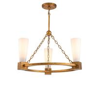 Luminosa Lighting Elstead Kristy Cylindrical Pendant Ceiling Light Contemporary Distressed Gold 3X E27