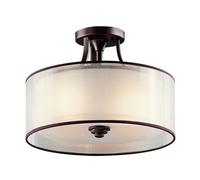Luminosa Lighting Elstead Lacey 3 Light Small Semi Flush Mount Ceiling Light Mission Bronze, E27