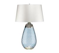 Elstead Lena Glass Tall Table Lamp - Blue with White Shade