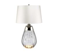 Luminosa Lighting Elstead Lena 2 Light Small Smoke Table Lamp With Off-White Shade, Smoke-Tinted Glass , Off-White Shade, E27