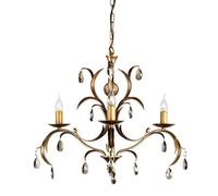 Lily Chandelier 3 Light Metallic Bronze Floral Leaves Design - Metallic Bronze