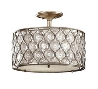 Luminosa Lighting Elstead Lucia 3 Light Semi Flush Ceiling Light Burnished Silver, E27