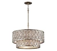 Luminosa Lighting Elstead Lucia 6 Light Cylindrical Chandelier Pendant Polished Silver Finish, E27