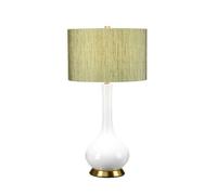 Luminosa Lighting Elstead Milo Table Lamp With Round Shade, Aged Brass, White, Green